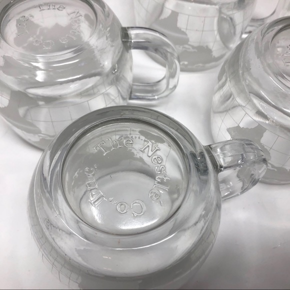 Circa 1970s THE NESTLE CO. 4 glass globe mugs - Picture 6 of 7